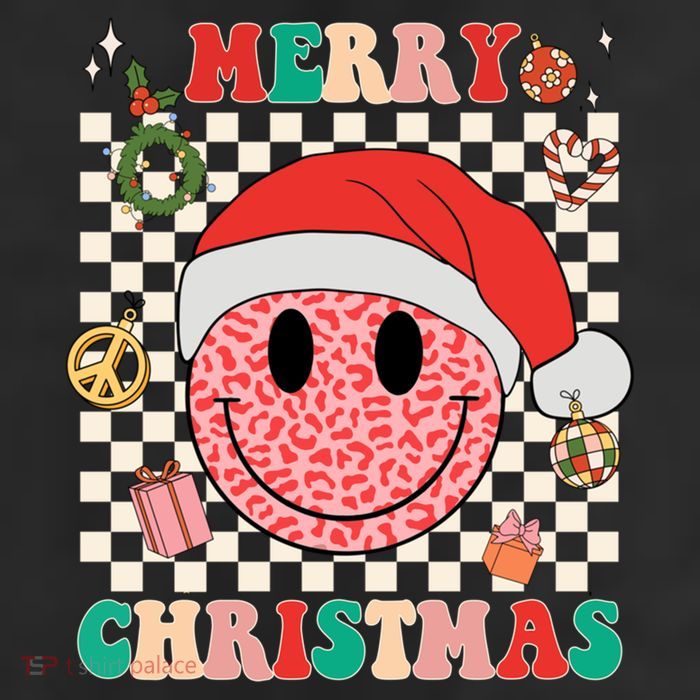 Retro Merry Christmas Happy Face Leopard Smile Face Trendy Gift Beanie