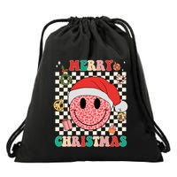 Retro Merry Christmas Happy Face Leopard Smile Face Trendy Gift Drawstring Bag