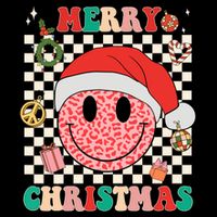 Retro Merry Christmas Happy Face Leopard Smile Face Trendy Gift Drawstring Bag