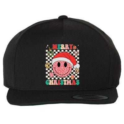 Retro Merry Christmas Happy Face Leopard Smile Face Trendy Gift Wool Snapback Cap