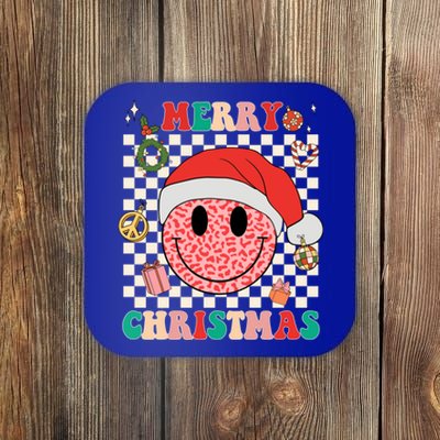 Retro Merry Christmas Happy Face Leopard Smile Face Trendy Gift Coaster