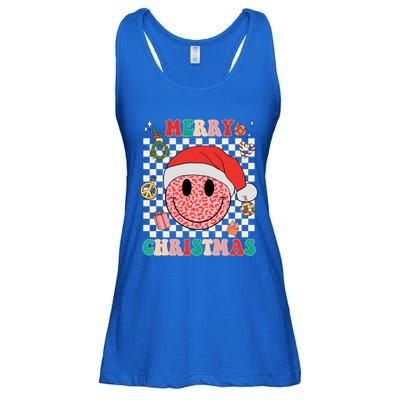 Retro Merry Christmas Happy Face Leopard Smile Face Trendy Gift Ladies Essential Flowy Tank