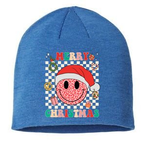 Retro Merry Christmas Happy Face Leopard Smile Face Trendy Gift Sustainable Beanie