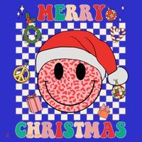 Retro Merry Christmas Happy Face Leopard Smile Face Trendy Gift Premium T-Shirt