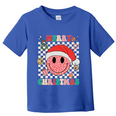 Retro Merry Christmas Happy Face Leopard Smile Face Trendy Gift Toddler T-Shirt