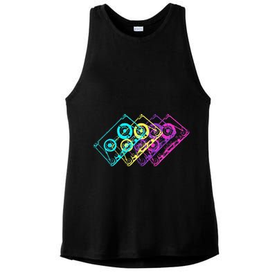 Retro Music Cassette Tapes Mixtape 80s And 90s Ladies PosiCharge Tri-Blend Wicking Tank