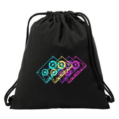 Retro Music Cassette Tapes Mixtape 80s And 90s Drawstring Bag