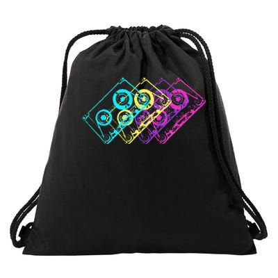 Retro Music Cassette Tapes Mixtape 80s And 90s Drawstring Bag