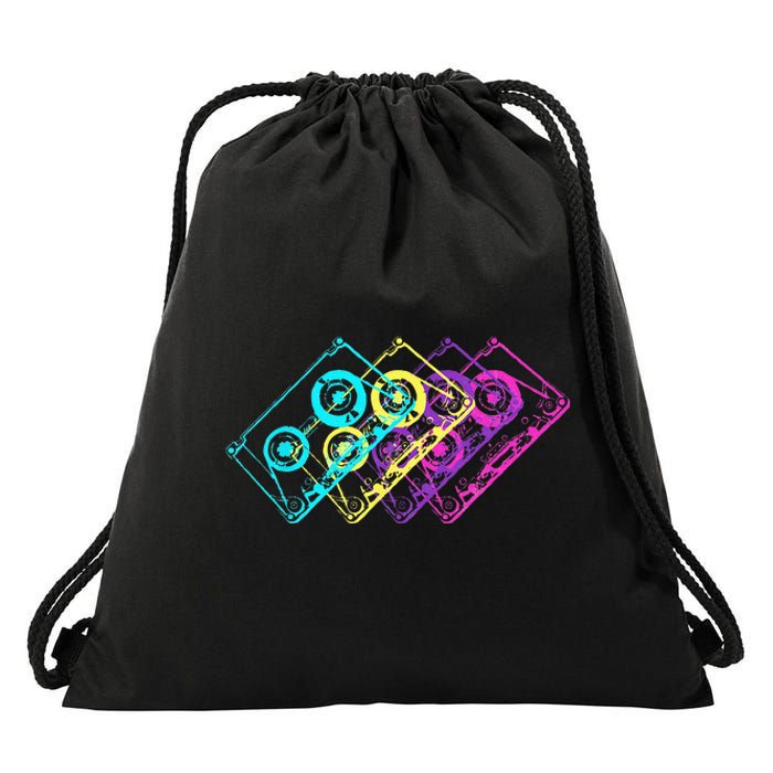 Retro Music Cassette Tapes Mixtape 80s And 90s Drawstring Bag