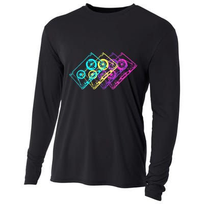 Retro Music Cassette Tapes Mixtape 80s And 90s Cooling Performance Long Sleeve Crew