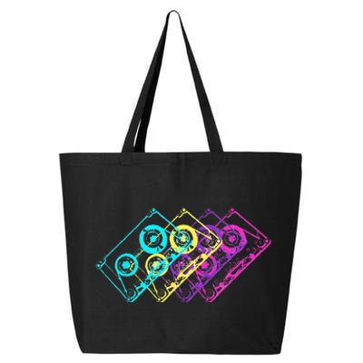 Retro Music Cassette Tapes Mixtape 80s And 90s 25L Jumbo Tote