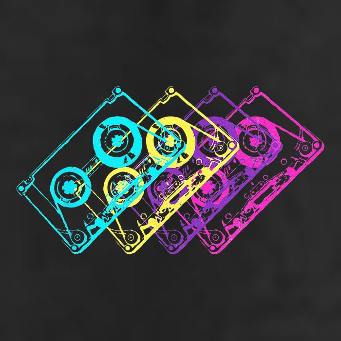 Retro Music Cassette Tapes Mixtape 80s And 90s 25L Jumbo Tote