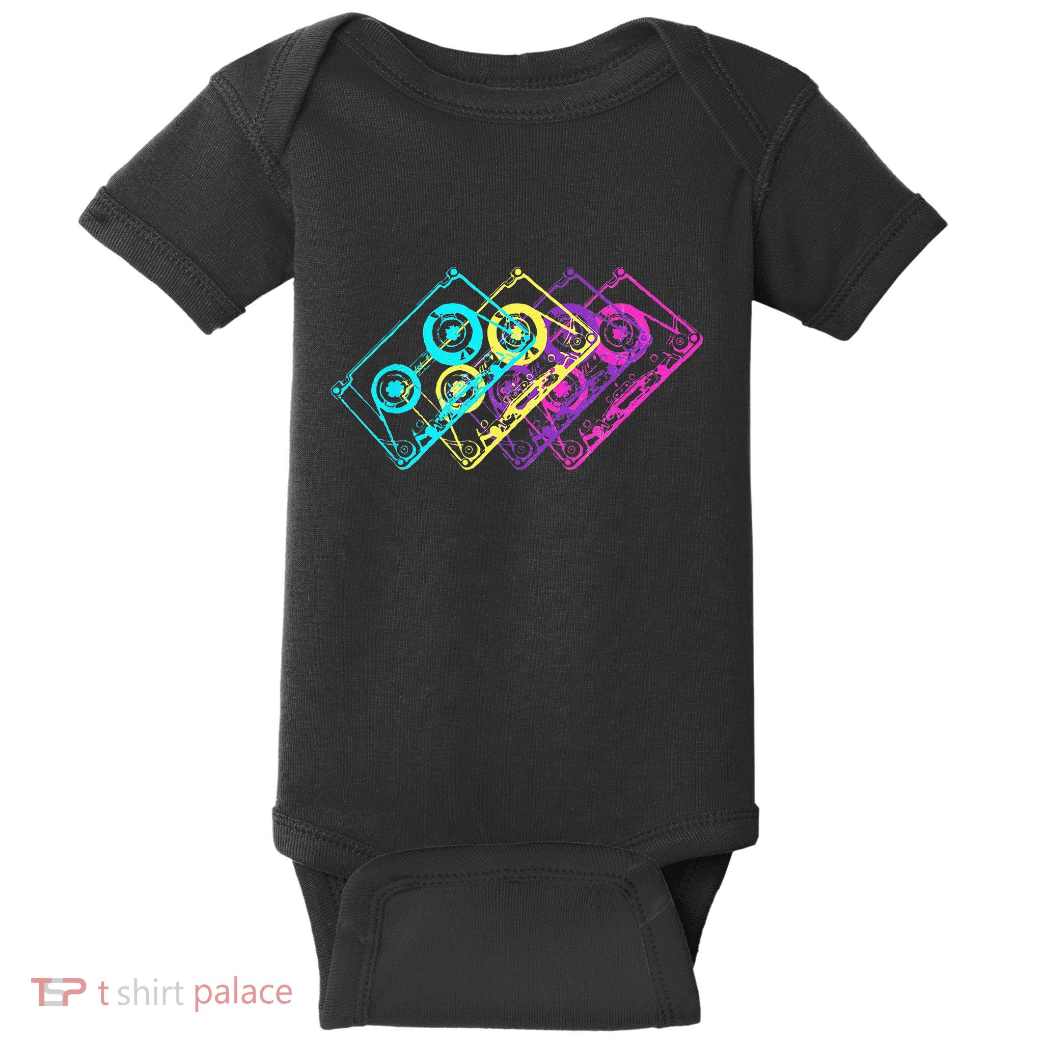 Retro Music Cassette Tapes Mixtape 80s And 90s Baby Bodysuit