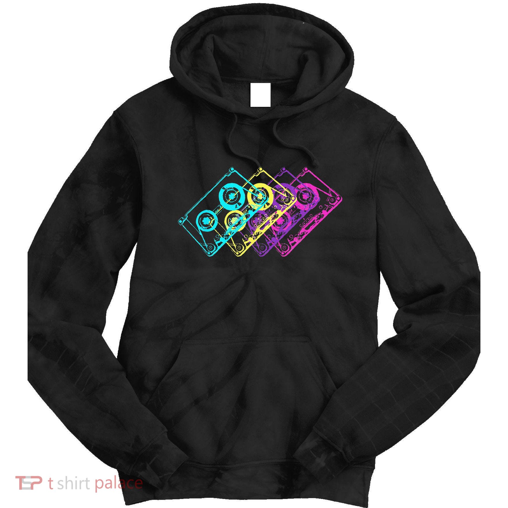 Retro Music Cassette Tapes Mixtape 80s And 90s Tie Dye Hoodie