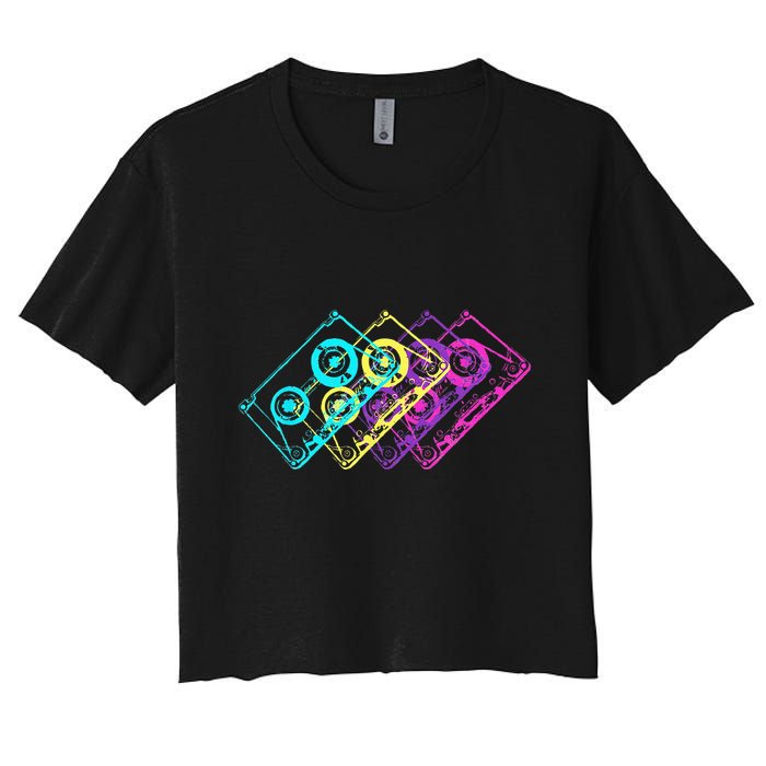 Retro Music Cassette Tapes Mixtape 80s And 90s Crop Top
