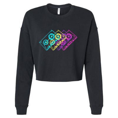 Retro Music Cassette Tapes Mixtape 80s And 90s Cropped Pullover Crew
