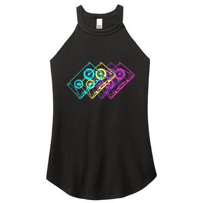 Retro Music Cassette Tapes Mixtape 80s And 90s Women's Perfect Tri Rocker Tank