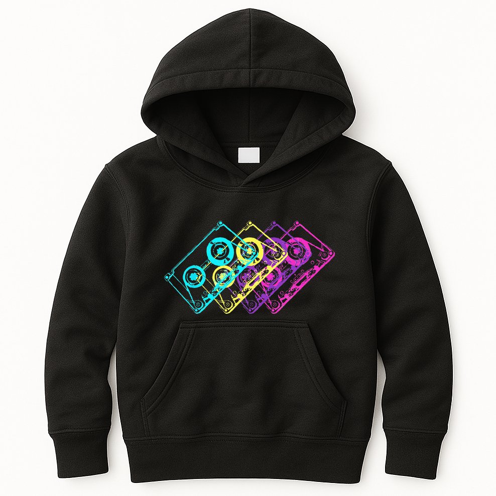 Retro Music Cassette Tapes Mixtape 80s And 90s Kids Hoodie
