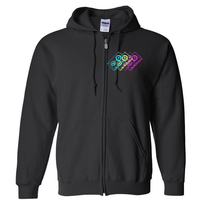 Retro Music Cassette Tapes Mixtape 80s And 90s Full Zip Hoodie