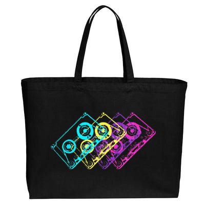 Retro Music Cassette Tapes Mixtape 80s And 90s Cotton Canvas Jumbo Tote