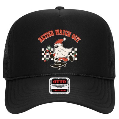 Retro Merry Christmas Hippie Better Watch Out Santa Claus Gift Trucker Hat