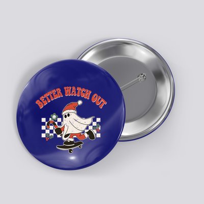 Retro Merry Christmas Hippie Better Watch Out Santa Claus Gift Button