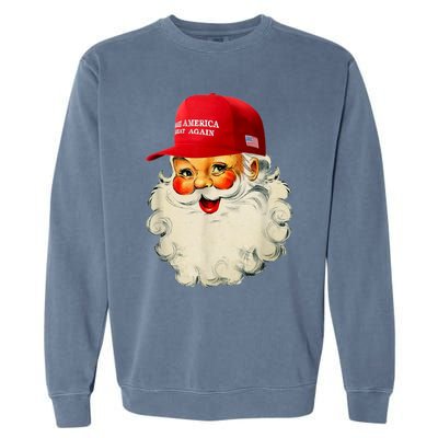 Retro Make Christmas Great Again Trump Christmas Maga Santa Gift Garment-Dyed Sweatshirt