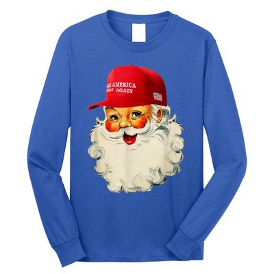 Retro Make Christmas Great Again Trump Christmas Maga Santa Gift Long Sleeve Shirt