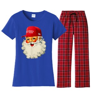 Retro Make Christmas Great Again Trump Christmas Maga Santa Gift Women's Flannel Pajama Set