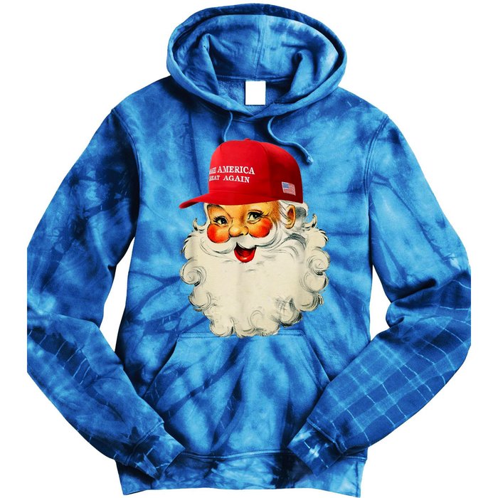 Retro Make Christmas Great Again Trump Christmas Maga Santa Gift Tie Dye Hoodie