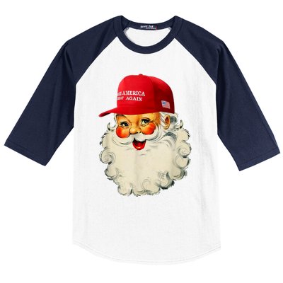 Retro Make Christmas Great Again Trump Christmas Maga Santa Gift Baseball Sleeve Shirt