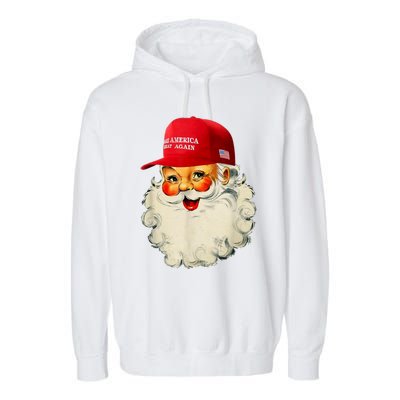 Retro Make Christmas Great Again Trump Christmas Maga Santa Gift Garment-Dyed Fleece Hoodie