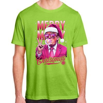 Retro Merry Christmas Funny Trump Santa Blowing Bubbles Xmas Adult ChromaSoft Performance T-Shirt