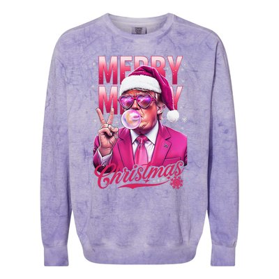 Retro Merry Christmas Funny Trump Santa Blowing Bubbles Xmas Colorblast Crewneck Sweatshirt