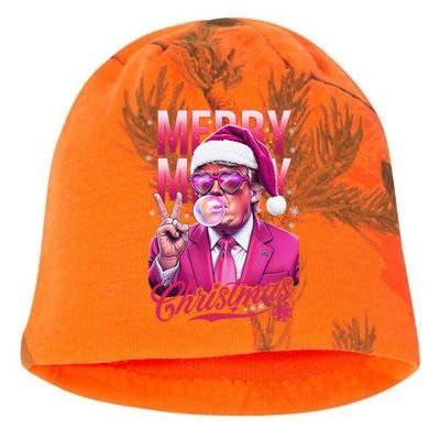 Retro Merry Christmas Funny Trump Santa Blowing Bubbles Xmas Kati - Camo Knit Beanie