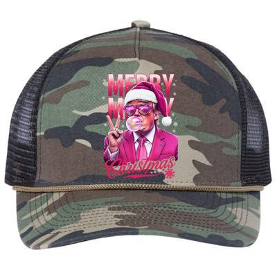 Retro Merry Christmas Funny Trump Santa Blowing Bubbles Xmas Retro Rope Trucker Hat Cap