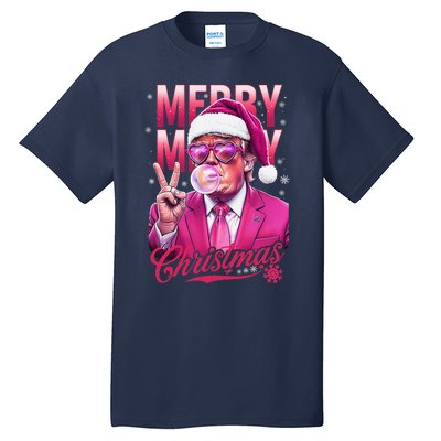 Retro Merry Christmas Funny Trump Santa Blowing Bubbles Xmas Tall T-Shirt