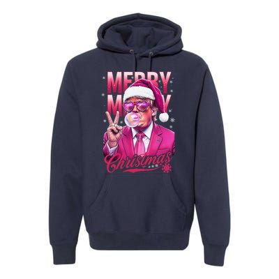 Retro Merry Christmas Funny Trump Santa Blowing Bubbles Xmas Premium Hoodie