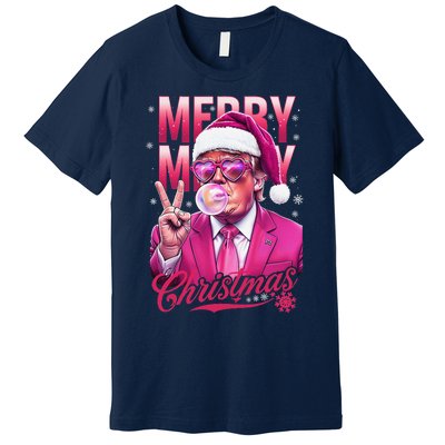 Retro Merry Christmas Funny Trump Santa Blowing Bubbles Xmas Premium T-Shirt