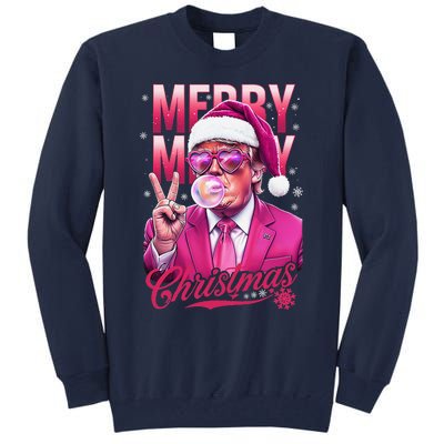 Retro Merry Christmas Funny Trump Santa Blowing Bubbles Xmas Tall Sweatshirt