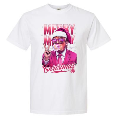 Retro Merry Christmas Funny Trump Santa Blowing Bubbles Xmas Garment-Dyed Heavyweight T-Shirt