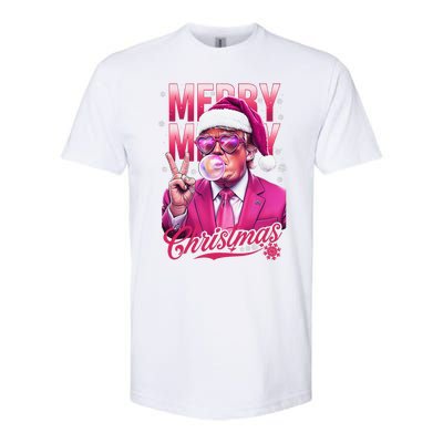 Retro Merry Christmas Funny Trump Santa Blowing Bubbles Xmas Softstyle CVC T-Shirt