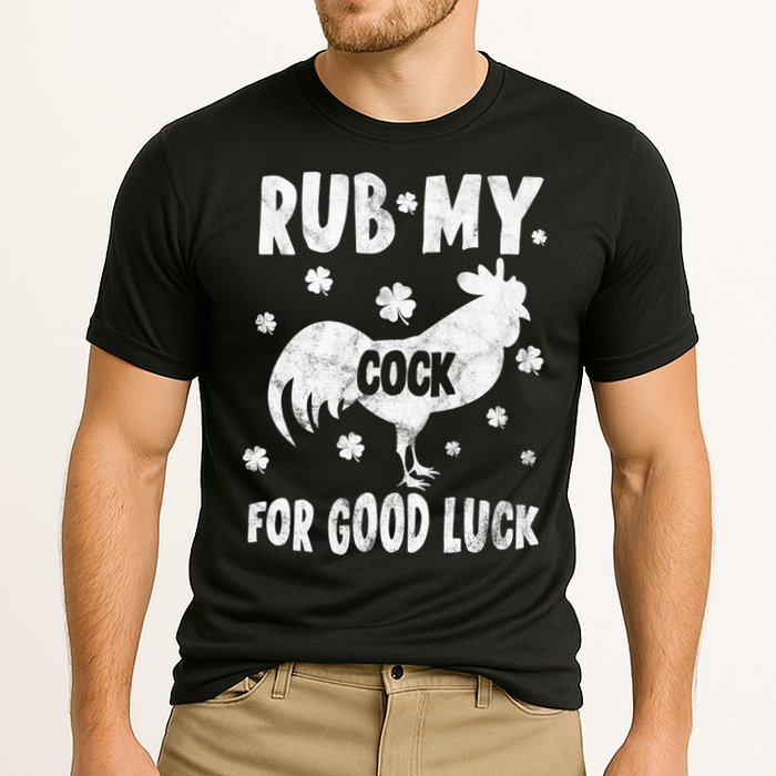 Rub My Cock For Good Lucky Funny St Patrick's Day Cooling Performance Crew T-Shirt