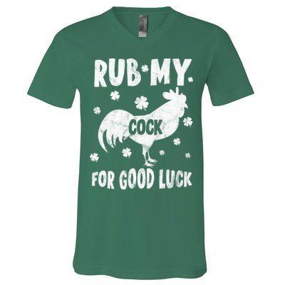 Rub My Cock For Good Lucky Funny St Patrick's Day V-Neck T-Shirt