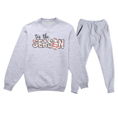 Retro Merry Christmas Tis The Season Premium Crewneck Sweatsuit Set