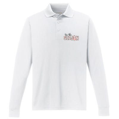 Retro Merry Christmas Tis The Season Performance Long Sleeve Polo