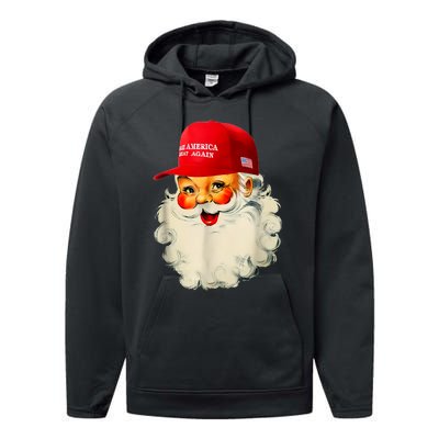 Retro Make Christmas Great Again Trump Christmas Maga Santa Performance Fleece Hoodie