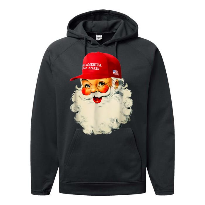 Retro Make Christmas Great Again Trump Christmas Maga Santa Performance Fleece Hoodie