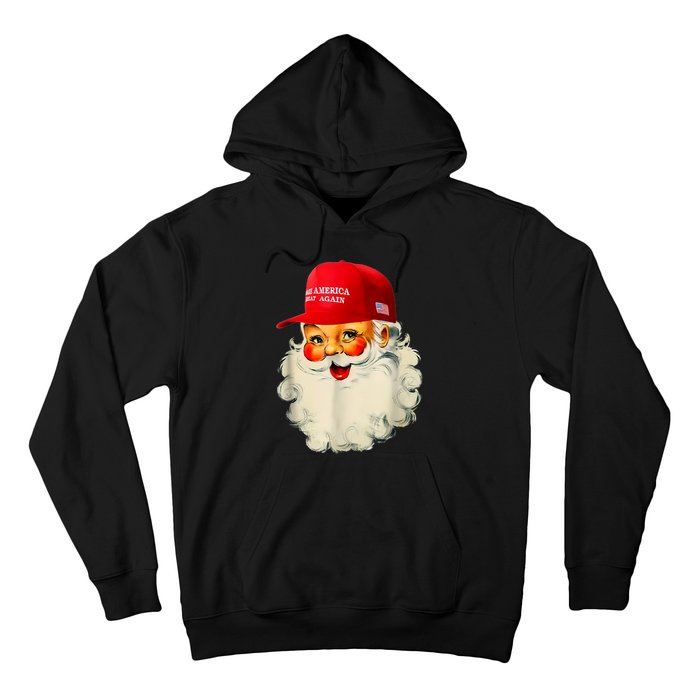 Retro Make Christmas Great Again Trump Christmas Maga Santa Hoodie