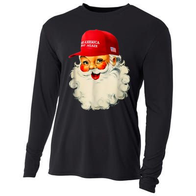 Retro Make Christmas Great Again Trump Christmas Maga Santa Cooling Performance Long Sleeve Crew